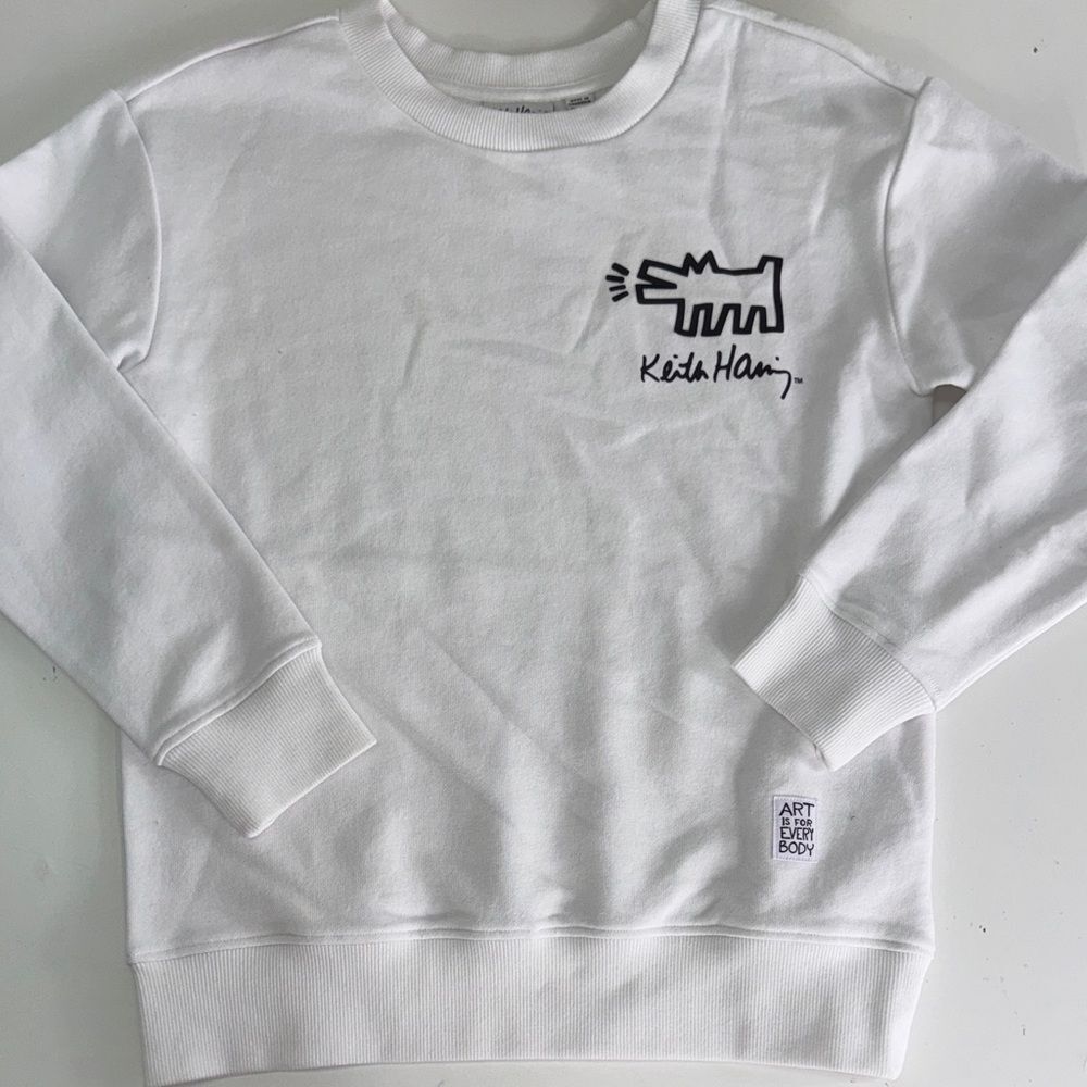 Keith haring Kids White Graphic Sweater Sz 10/12 NEW